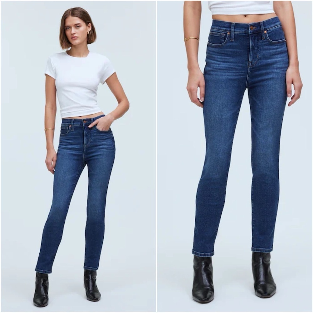 Madewell Jeans Petite Stovepipe High Rise Slim Straight Stretch Pendelton Sz 27P